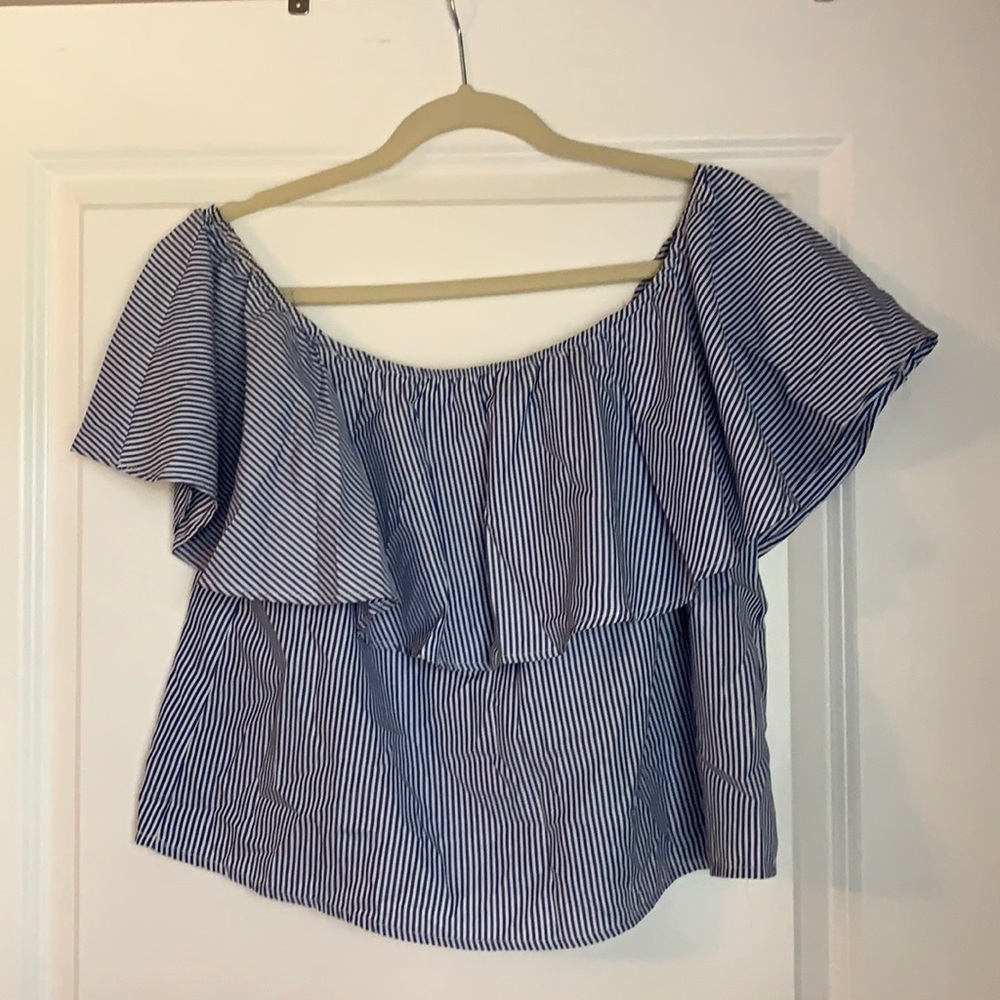 Striped off the shoulder crop top